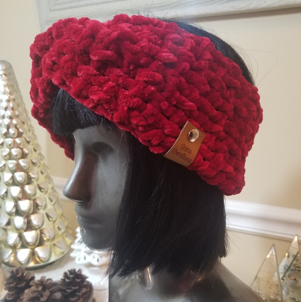 NWT Red Handmade Velvet Twisted Headband